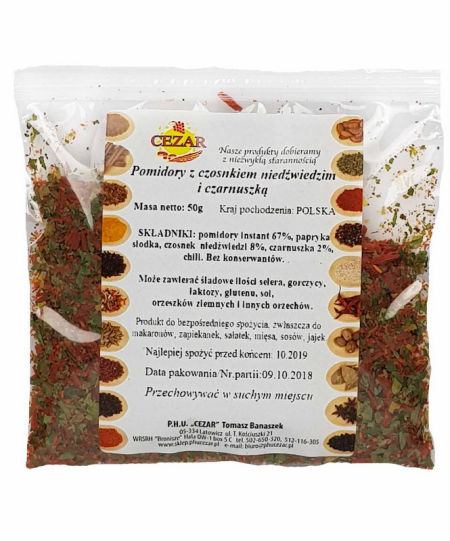 POMIDORY Z CZOSNKIEM NIEDŹWIEDZIM I CZARNUSZKĄ